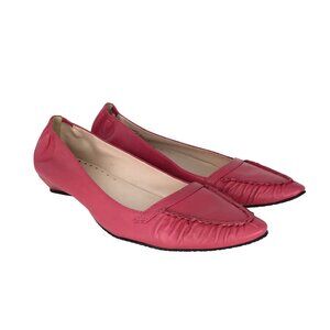 Esprit Womens 8.5 M Pink Leather Flats Workwear Career Wear Maximalist